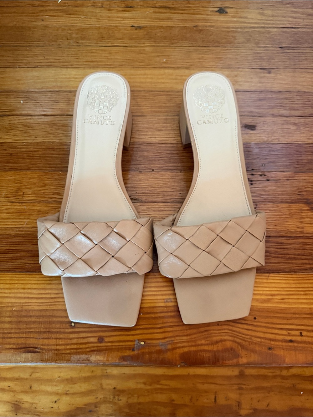 Vince Camuto Nude Braided Leather Slide Heel